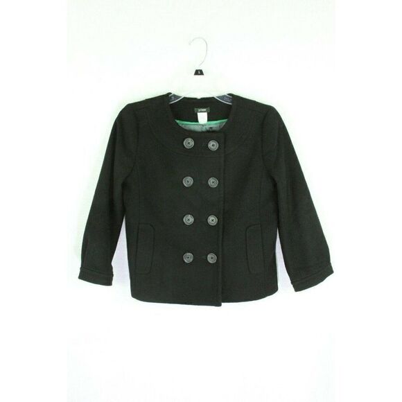 J. Crew Womens Coat Pippa Pea Coat Black 2 - Picture 1 of 6